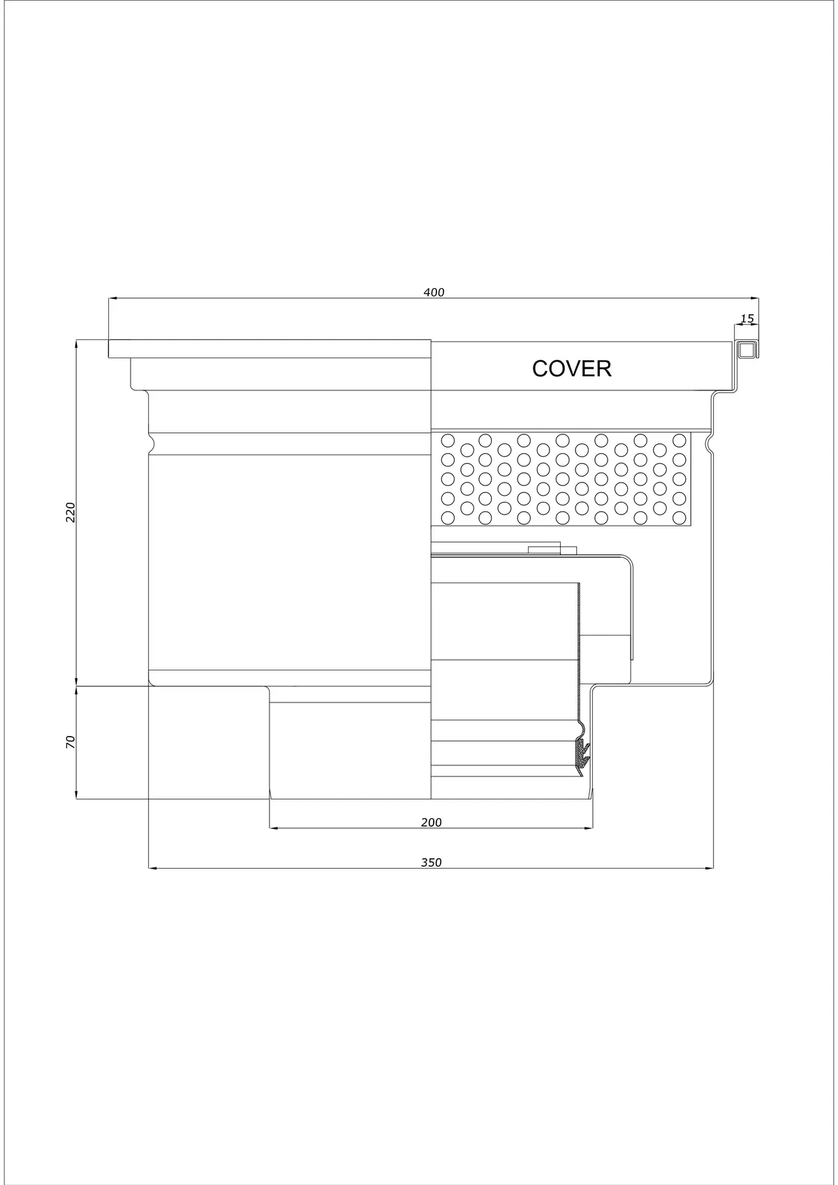 Desagüe de suelo BK_KRD 400x400 DN 200 - Desagüe vertical de una pieza