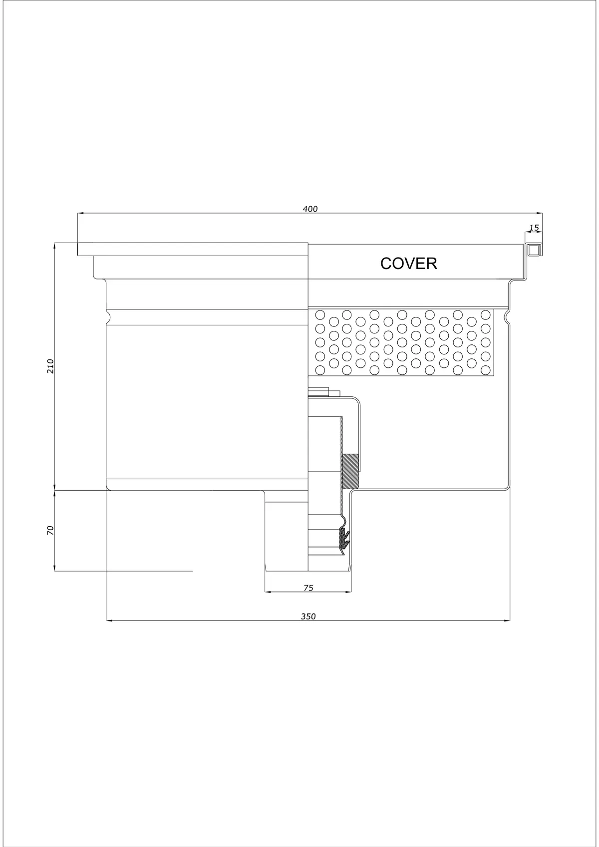 Desagüe de suelo BK_KRD 400x400 DN 75 - Drenaje vertical de una pieza