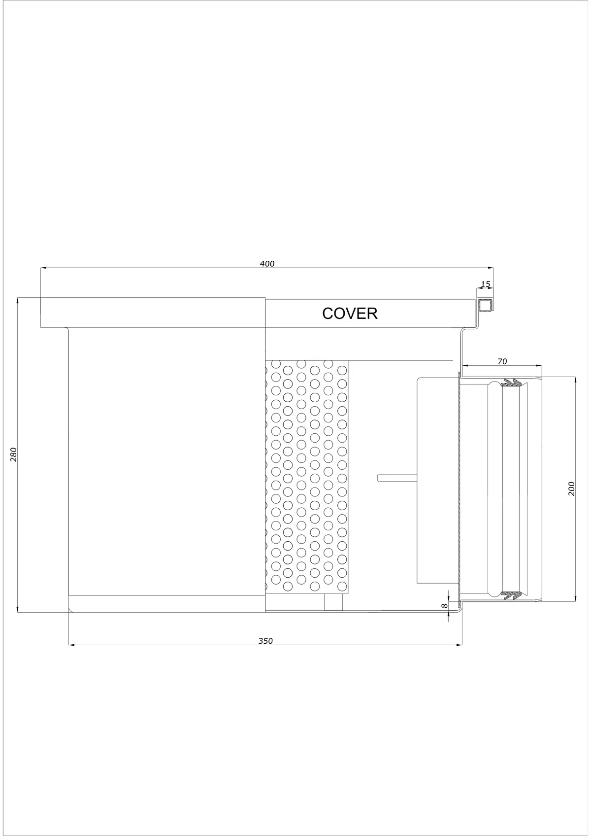 Desagüe de suelo BK_KRB 400x400 DN 200 - Monobloque Horizontal
