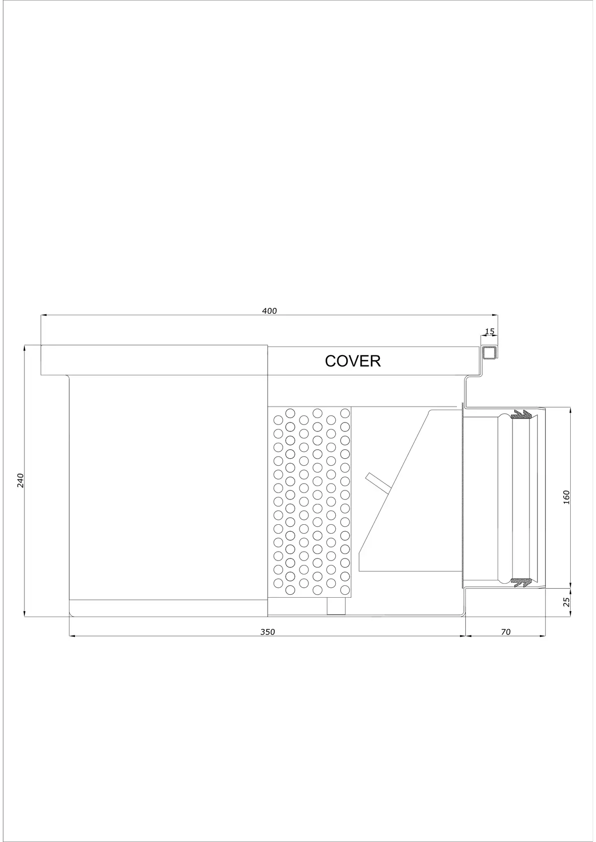 Desagüe de suelo BK_KRB 400x400 DN 160 - Monobloque Horizontal