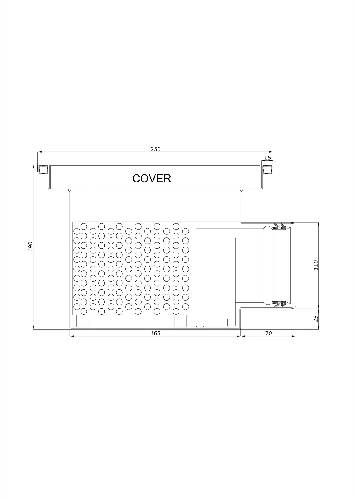 Desagüe de suelo BK_KRB 250x250 DN 110 - Monobloque Horizontal