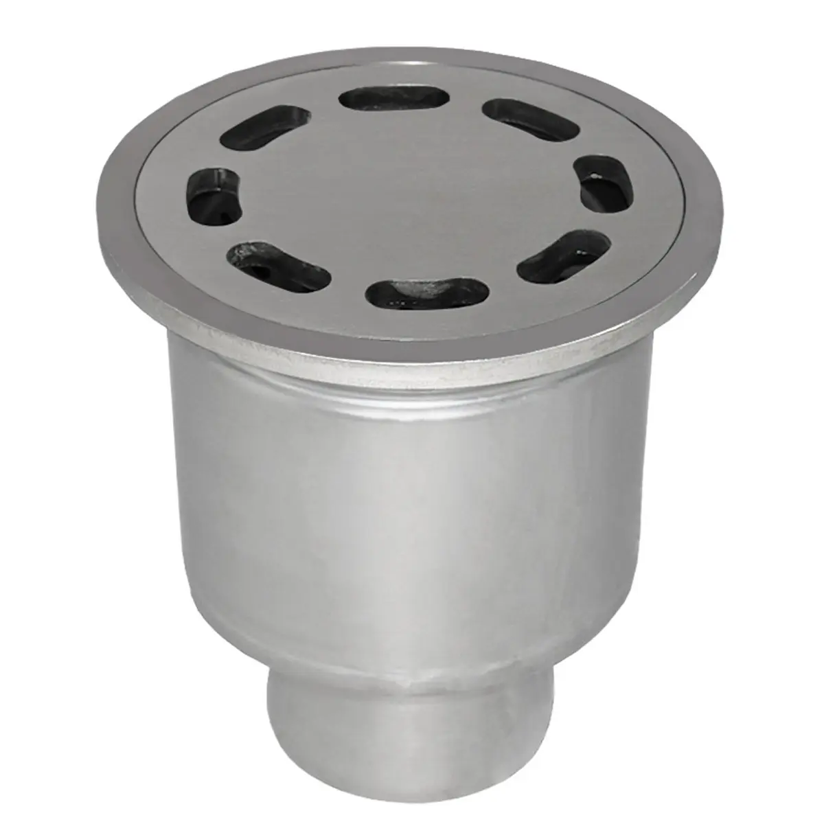 Desagüe vertical redondo con tapa de placa perforada