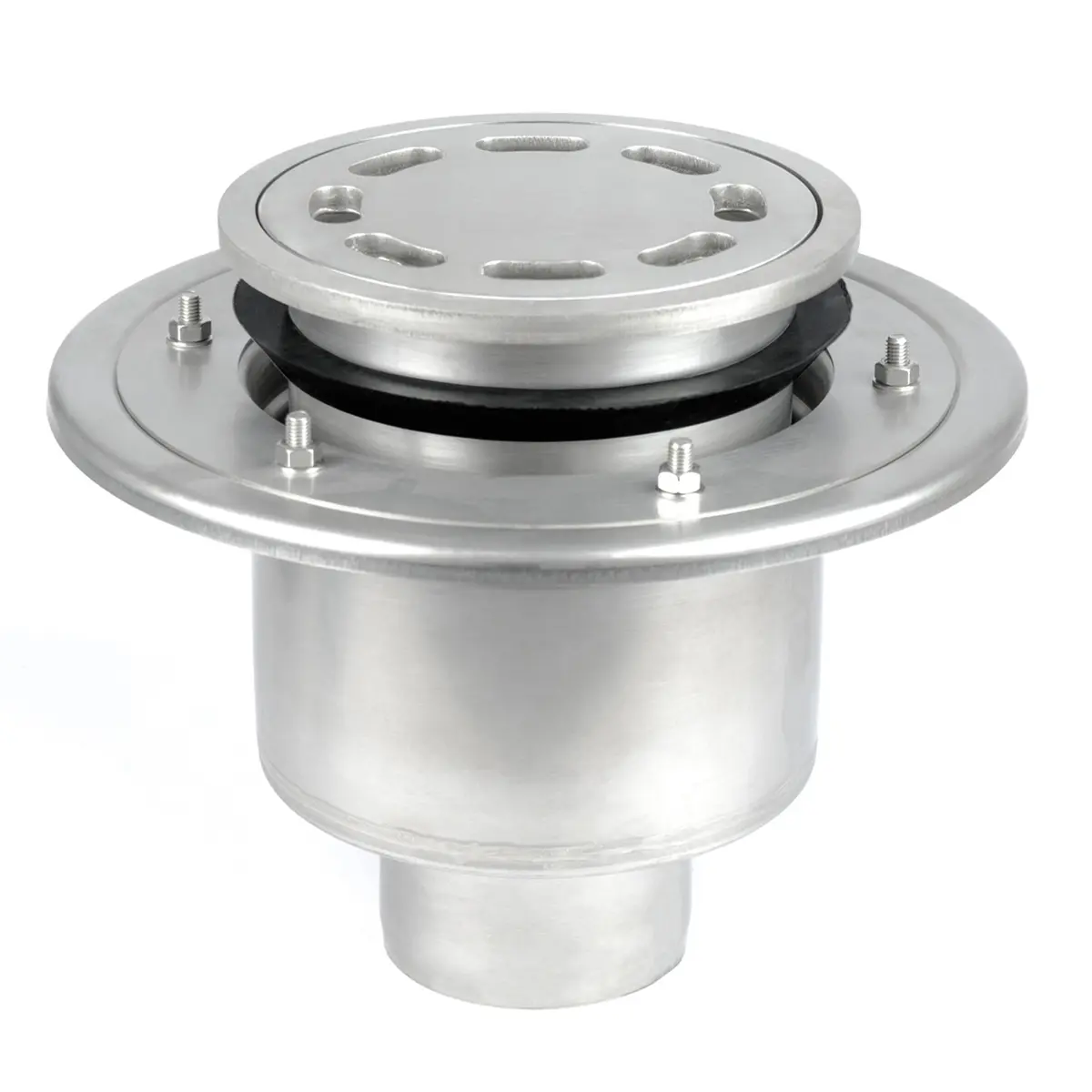 Desagüe vertical redondo, de dos piezas, con tapa de placa perforada