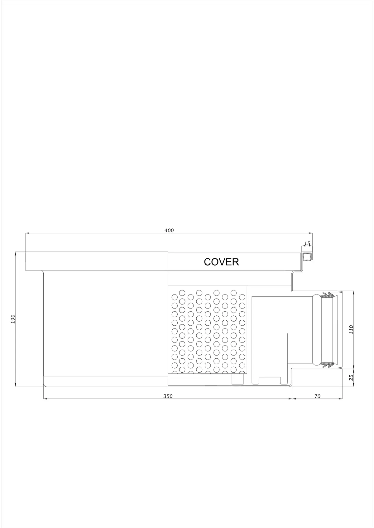 Desagüe de suelo BK_KRB 400x400 DN 110 - Monobloque Horizontal